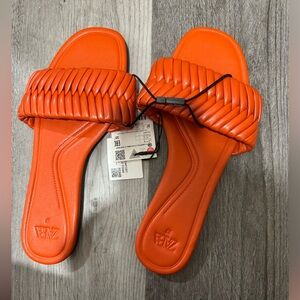 Orange slip on sandals - Zara NWT Size 37